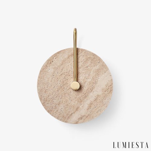 Cordovia - Lampa wisząca travertynowa, złota do salonu i jadalni, Ø25 x 32 cm