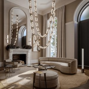 Costieris - Lampa wisząca glamour, złota i biała do salonu, Ø50/80/100/120/165 cm