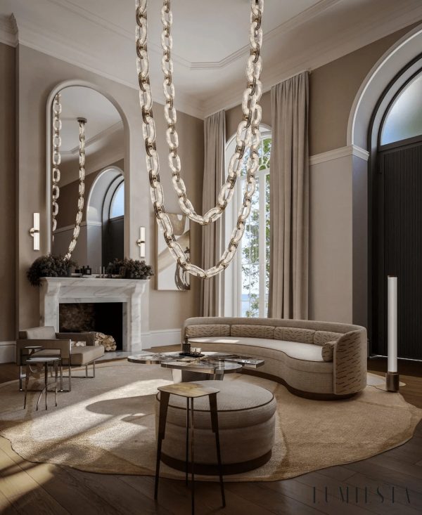 Costieris - Lampa wisząca glamour, złota i biała do salonu, Ø50/80/100/120/165 cm