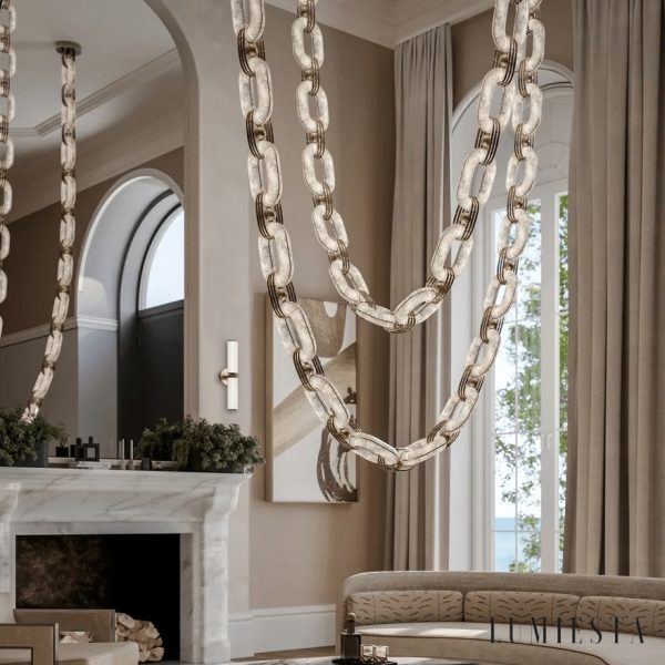 Costieris - Lampa wisząca glamour, złota i biała do salonu, Ø50/80/100/120/165 cm