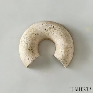 Triwiera - Kinkiet trawertynowy, nowoczesny, żółty do salonu, ∅19×22 cm