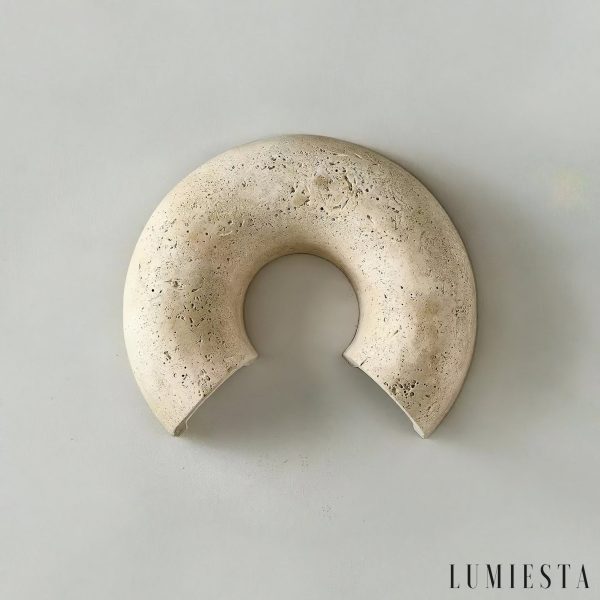 Triwiera - Kinkiet trawertynowy, nowoczesny, żółty do salonu, ∅19×22 cm