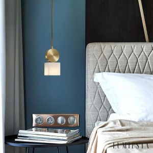 Etneris - Lampa wisząca alabastrowa mosiężna do salonu i jadalni Ø12 x 23/31 cm