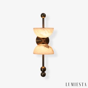 Firenzeo - Lampa wisząca alabastrowa brązowo-biała do salonu Ø15 x 43 cm