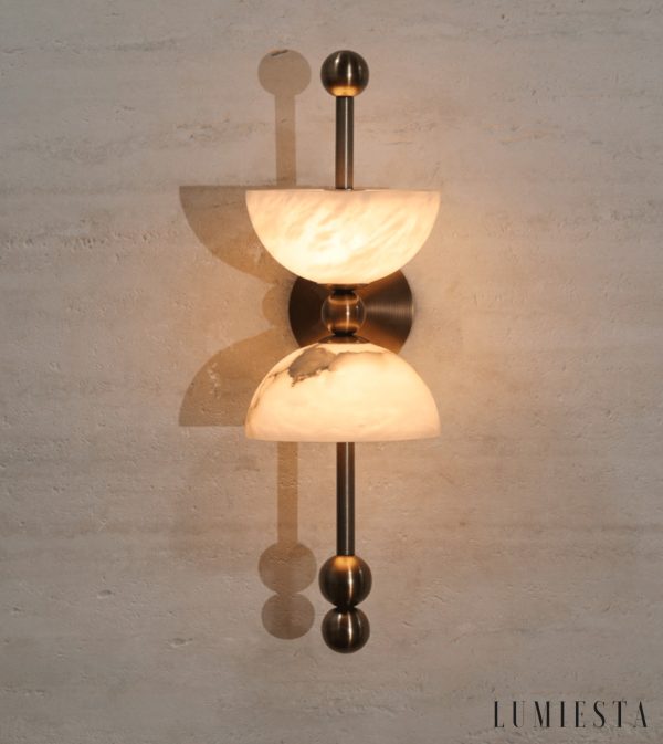 Firenzeo - Lampa wisząca alabastrowa brązowo-biała do salonu Ø15 x 43 cm