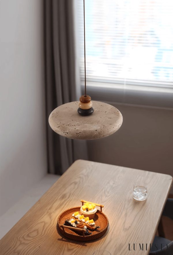 Florentis - Lampa wisząca trawertynowa żółta, nad stół, Ø30/40 cm