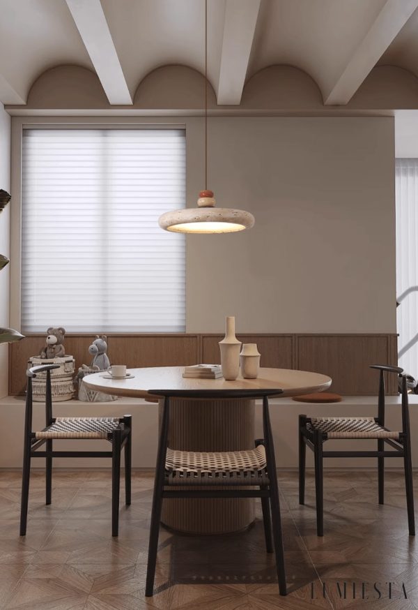 Florentis - Lampa wisząca trawertynowa żółta, nad stół, Ø30/40 cm