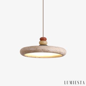 Florentis - Lampa wisząca trawertynowa żółta, nad stół, Ø30/40 cm