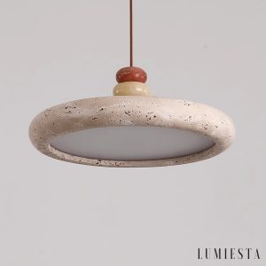 Florentis - Lampa wisząca trawertynowa żółta, nad stół, Ø30/40 cm