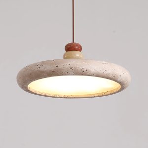 Florentis - Lampa wisząca trawertynowa żółta, nad stół, Ø30/40 cm