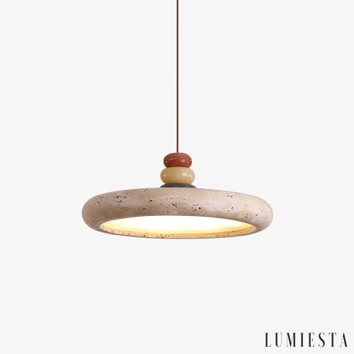 Florentis - Lampa wisząca trawertynowa żółta, nad stół, Ø30/40 cm
