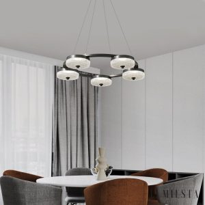 Fontenia - Lampa wisząca loftowa metalowa, czarna, do salonu, Ø60/80/100 cm