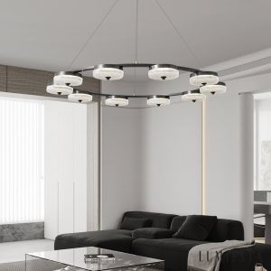 Fontenia - Lampa wisząca loftowa metalowa, czarna, do salonu, Ø60/80/100 cm