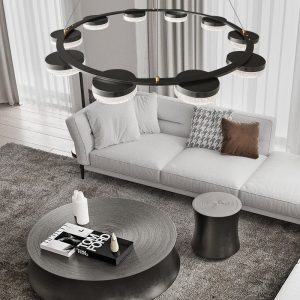 Fontenia - Lampa wisząca loftowa metalowa, czarna, do salonu, Ø60/80/100 cm