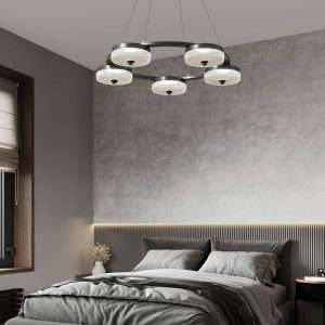 Fontenia - Lampa wisząca loftowa metalowa, czarna, do salonu, Ø60/80/100 cm