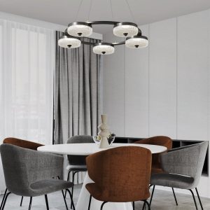 Fontenia - Lampa wisząca loftowa metalowa, czarna, do salonu, Ø60/80/100 cm