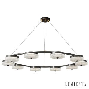 Fontenia - Lampa wisząca loftowa metalowa, czarna, do salonu, Ø60/80/100 cm