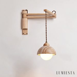 Forumis - Kinkiet trawertynowy, nowoczesny, żółty do sypialni, Ø15x18 cm