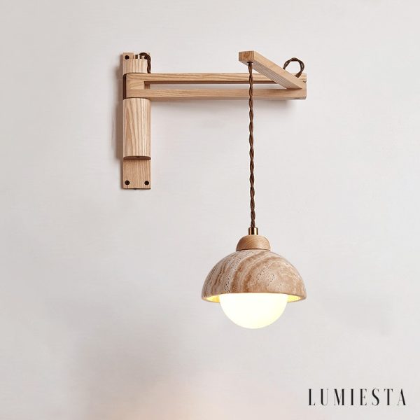 Forumis - Kinkiet trawertynowy, nowoczesny, żółty do sypialni, Ø15x18 cm