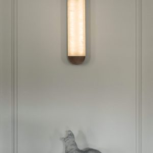 Galliax - Lampa wisząca metalowa alabastrowa brązowo-biała do salonu Ø12x60 cm