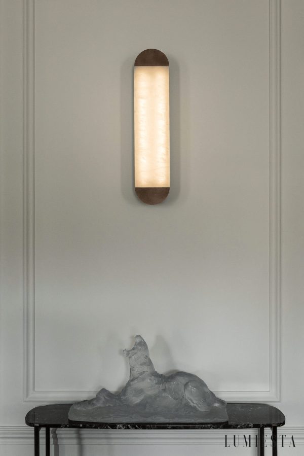 Galliax - Lampa wisząca metalowa alabastrowa brązowo-biała do salonu Ø12x60 cm