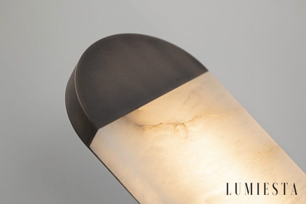 Galliax - Lampa wisząca metalowa alabastrowa brązowo-biała do salonu Ø12x60 cm