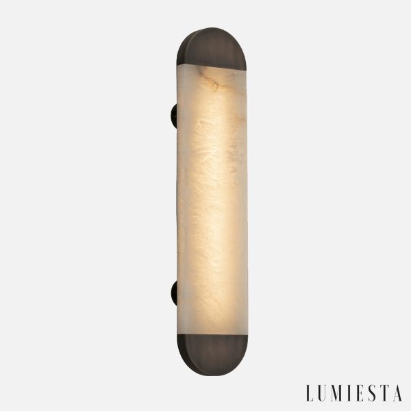 Galliax - Lampa wisząca metalowa alabastrowa brązowo-biała do salonu Ø12x60 cm