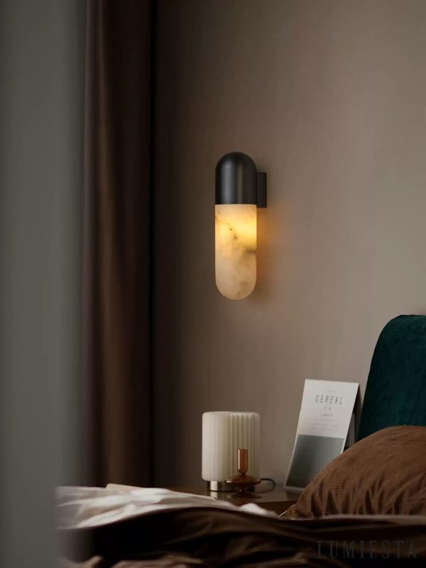 Genolux - Lampa wisząca nowoczesna alabastrowa, czarna/biała, salon Ø8x28 cm