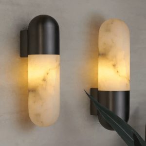 Genolux - Lampa wisząca nowoczesna alabastrowa, czarna/biała, salon Ø8x28 cm