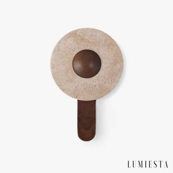 Habanea - Kinkiet drewniany, ciemny brązowy do sypialni, Ø20×33 cm