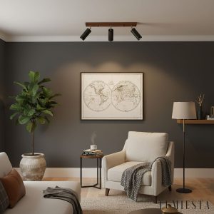 Ischara - Lampa wisząca nowoczesna czarny trawertyn i orzech nad stół Ø60/80 cm