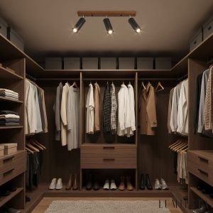 Ischara - Lampa wisząca nowoczesna czarny trawertyn i orzech nad stół Ø60/80 cm