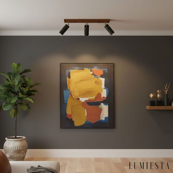 Ischara - Lampa wisząca nowoczesna czarny trawertyn i orzech nad stół Ø60/80 cm