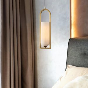 KrakatoaX - Lampa wisząca alabastrowa mosiężna do salonu i jadalni, Ø13/30/60 cm