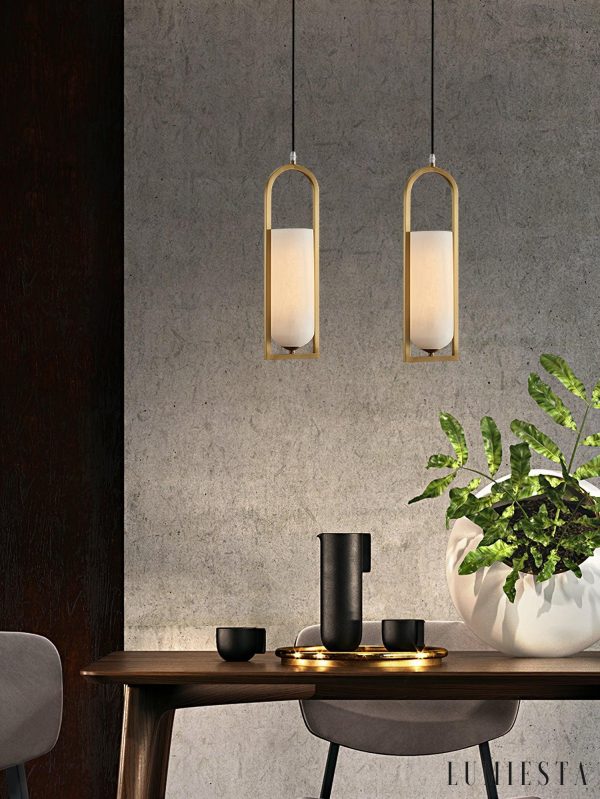 KrakatoaX - Lampa wisząca alabastrowa mosiężna do salonu i jadalni, Ø13/30/60 cm