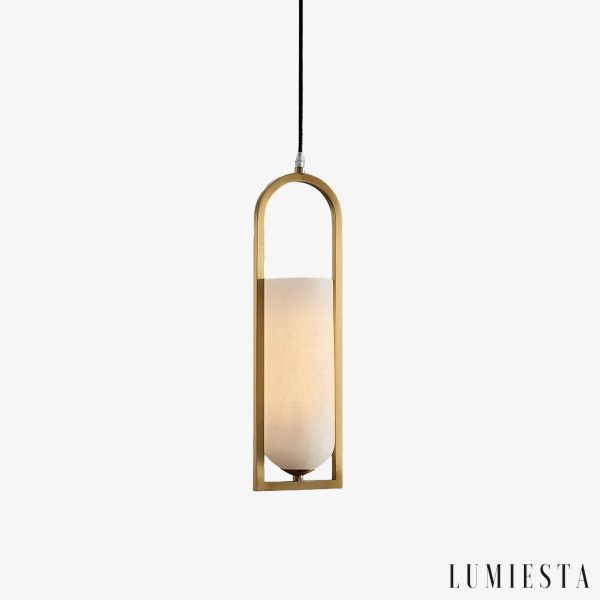 KrakatoaX - Lampa wisząca alabastrowa mosiężna do salonu i jadalni, Ø13/30/60 cm