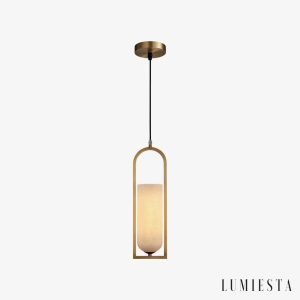 KrakatoaX - Lampa wisząca alabastrowa mosiężna do salonu i jadalni, Ø13/30/60 cm