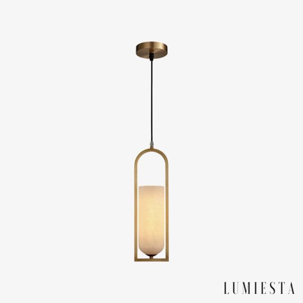 KrakatoaX - Lampa wisząca alabastrowa mosiężna do salonu i jadalni, Ø13/30/60 cm