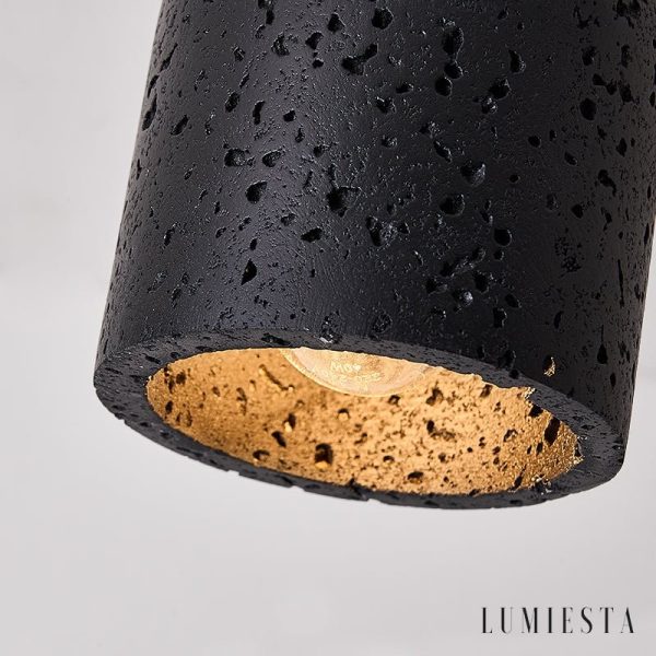 Kratavio - Lampa sufitowa trawertynowa z orzechem, do korytarza, Ø10×16 cm