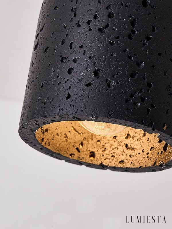 Kratavio - Lampa sufitowa trawertynowa z orzechem, do korytarza, Ø10×16 cm