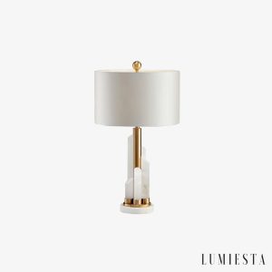 Lavaria - Lampa stołowa glamour, złota z alabastrem, do salonu Ø30x70 cm
