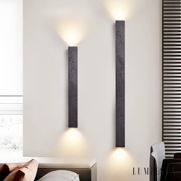 Limana - Lampa wisząca trawertynowa, czarna, do jadalni, Ø5 x 60/90/120 cm