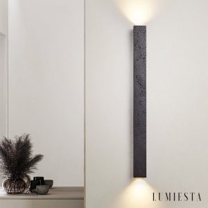 Limana - Lampa wisząca trawertynowa, czarna, do jadalni, Ø5 x 60/90/120 cm