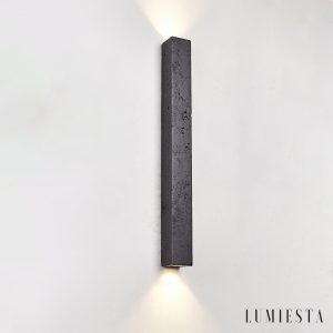 Limana - Lampa wisząca trawertynowa, czarna, do jadalni, Ø5 x 60/90/120 cm