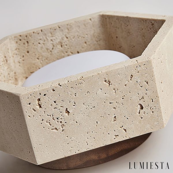 Loirena - Lampa sufitowa trawertynowa, żółta, do sypialni, korytarza, Ø17x7 cm