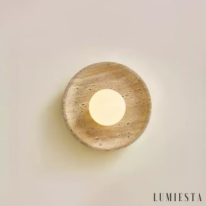 Lucernis - Kinkiet trawertynowy do salonu i sypialni, żółty/biały Ø25/30 cm