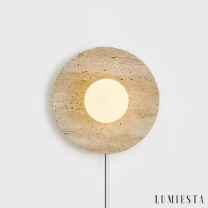 Lucernis - Kinkiet trawertynowy do salonu i sypialni, żółty/biały Ø25/30 cm