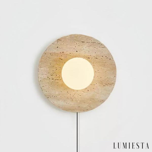 Lucernis - Kinkiet trawertynowy do salonu i sypialni, żółty/biały Ø25/30 cm