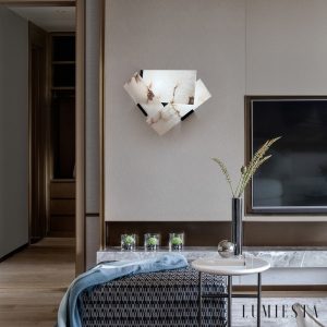 LuminisX - Kinkiet nowoczesny alabastrowy, biały do sypialni i salonu Ø26x21 cm