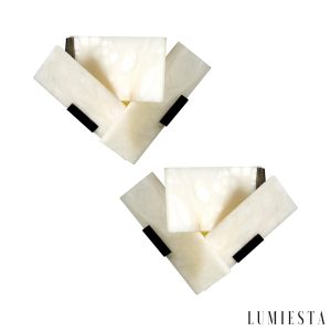 LuminisX - Kinkiet nowoczesny alabastrowy, biały do sypialni i salonu Ø26x21 cm